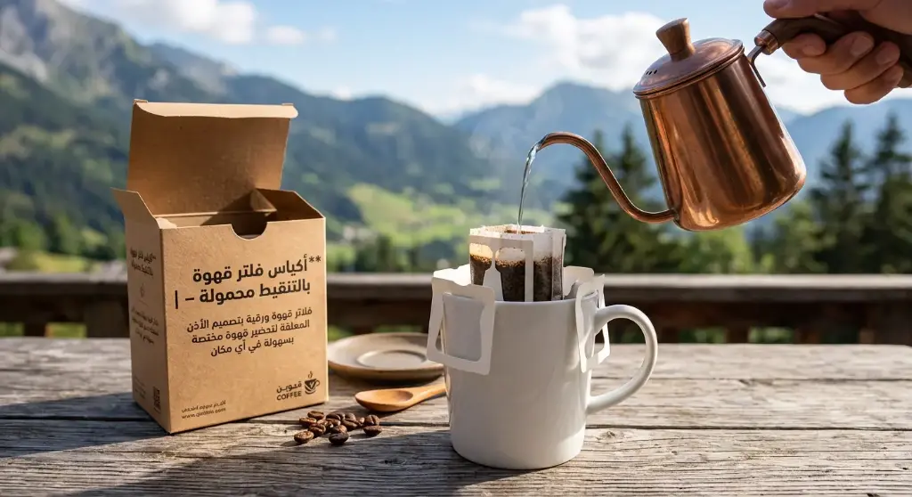 أكياس فلتر قهوة بالتنقيط محمولة – عبوة 50/100 قطعة | فلاتر قهوة ورقية بتصميم الأذن المعلقة لتحضير قهوة مختصة بسهولة في أي مكان